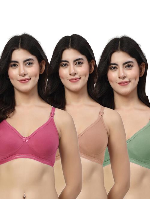 women pack of 3 plain t-shirt bra combo - 21669789 - Very Small Image - 1