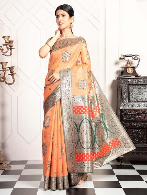 women self design zari bordered saree with blouse - 21670082 - Very Small Image - 1