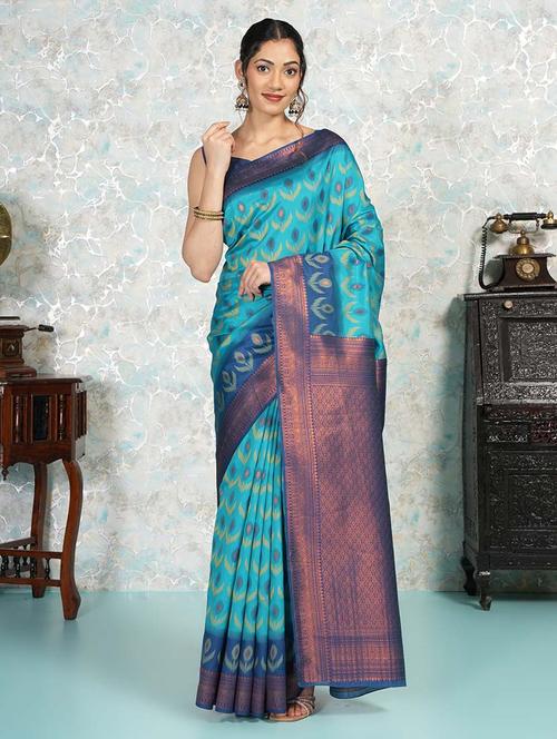 women self design pochampalli saree - 21670108 - Very Small Image - 1