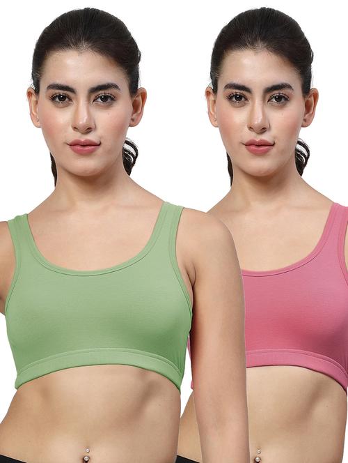 women pack of 2 plain sports bra combo - 21670606 - Very Small Image - 1