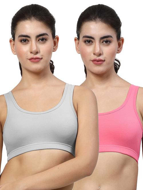 women pack of 2 plain sports bra combo - 21670610 - Very Small Image - 1