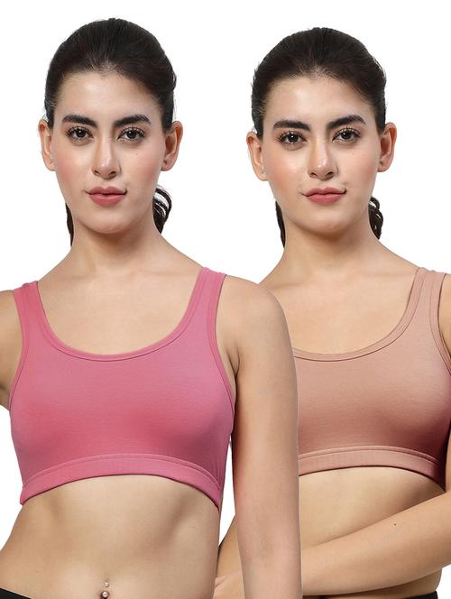 women pack of 2 plain sports bra combo - 21670619 - Very Small Image - 1