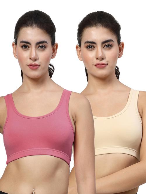 women pack of 2 plain sports bra combo - 21670620 - Very Small Image - 1
