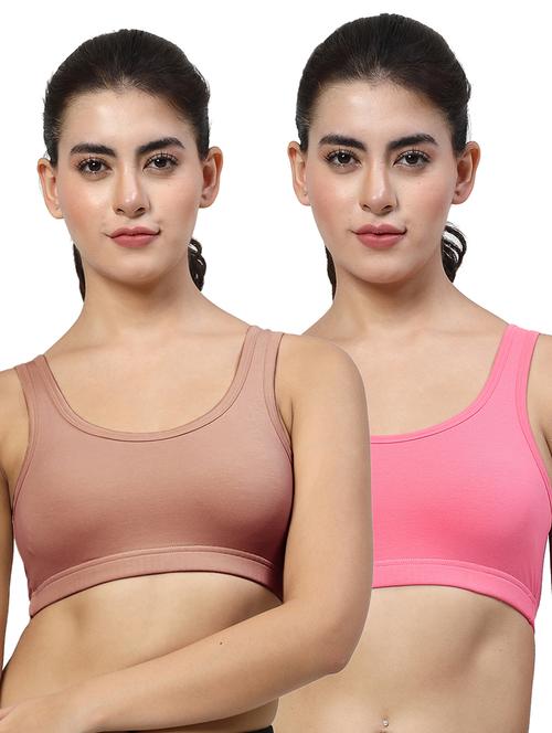 women pack of 2 plain sports bra combo - 21670622 - Very Small Image - 1