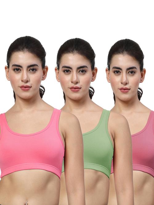 women pack of 3 plain sports bra combo - 21670640 - Very Small Image - 1
