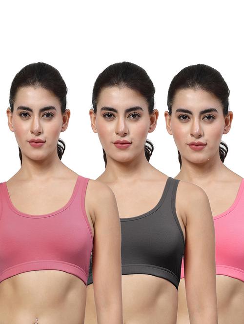 women pack of 3 plain sports bra combo - 21670657 - Very Small Image - 1