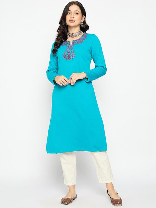 women printed woolen long sleeve kurta - 21670961 - Very Small Image - 1