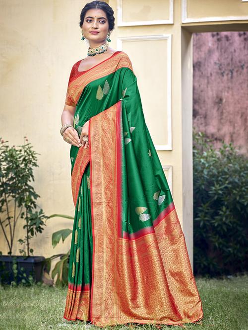 women self design banarasi saree with blouse - 21671028 - Very Small Image - 1