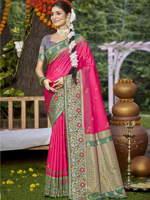 women self design banarasi saree with blouse - 21671041 - Very Small Image - 1
