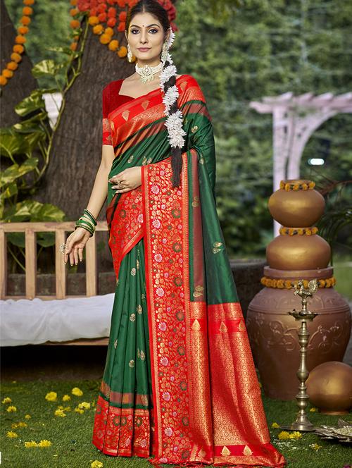 women self design banarasi saree with blouse - 21671042 - Very Small Image - 1