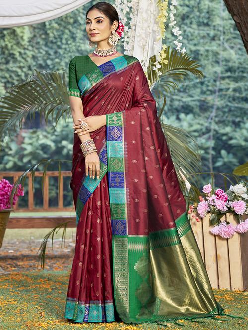 women self design bordered saree with blouse - 21671062 - Very Small Image - 1