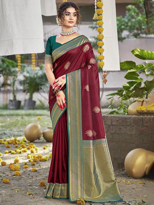 women self design banarasi saree with blouse - 21671088 - Very Small Image - 1
