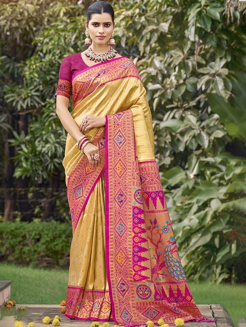 women self design banarasi saree with blouse - 21671090 - Very Small Image - 1