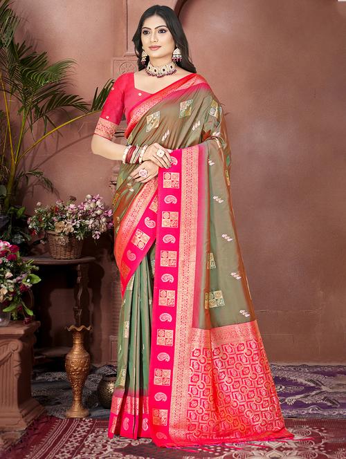 women self design bordered saree with blouse - 21671168 - Very Small Image - 1