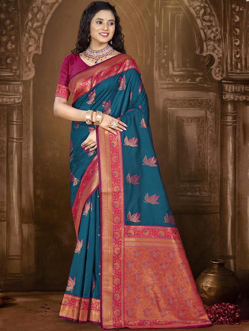 women self design bordered saree with blouse - 21671200 - Very Small Image - 1