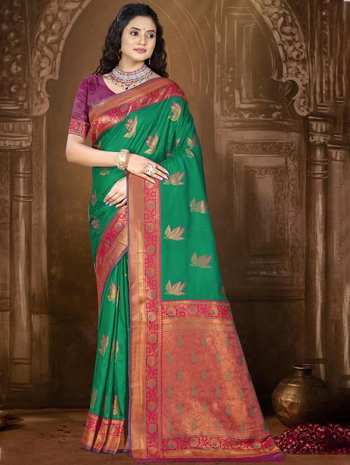 women self design bordered saree with blouse - 21671202 - Very Small Image - 1