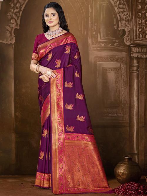 women self design bordered saree with blouse - 21671203 - Very Small Image - 1