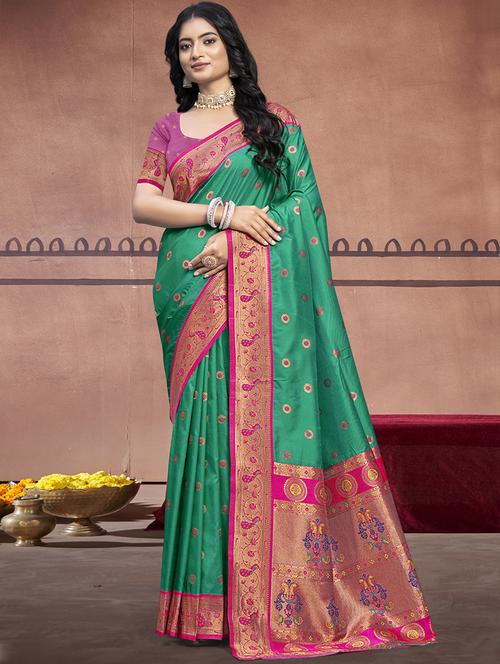 women self design paithani saree with blouse - 21671222 - Very Small Image - 1