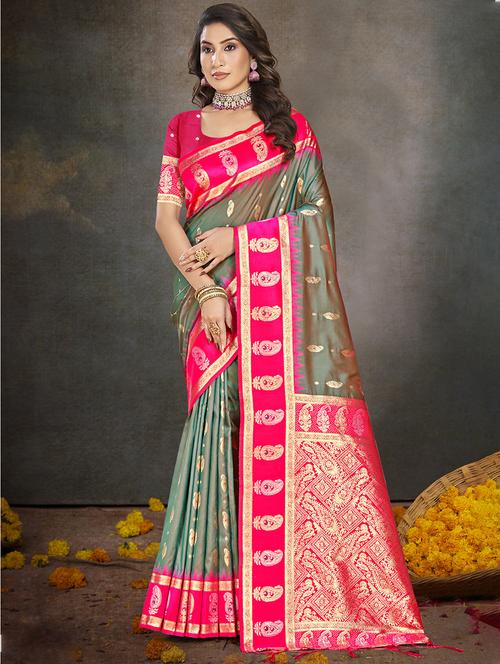 women self design bordered saree with blouse - 21671240 - Very Small Image - 1