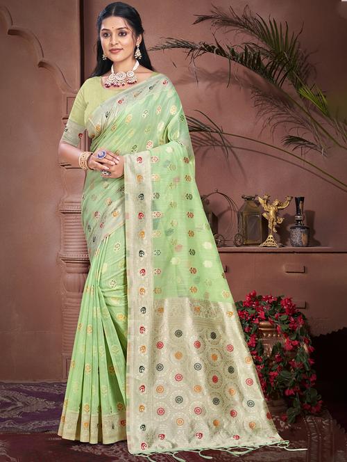 women self design tussar saree with blouse - 21671242 - Very Small Image - 1