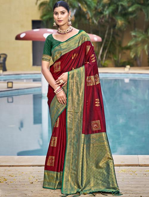 women self design bordered saree with blouse - 21671303 - Very Small Image - 1