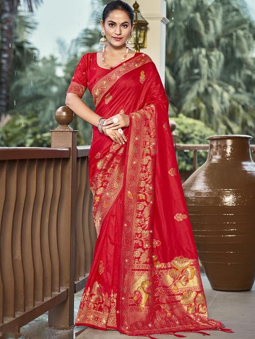 women self design banarasi saree with blouse - 21671348 - Very Small Image - 1