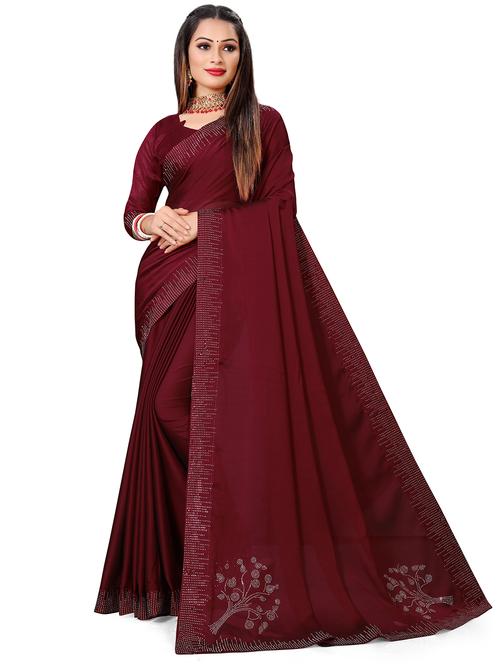 women solid with work embellished saree - 21671413 - Very Small Image - 1