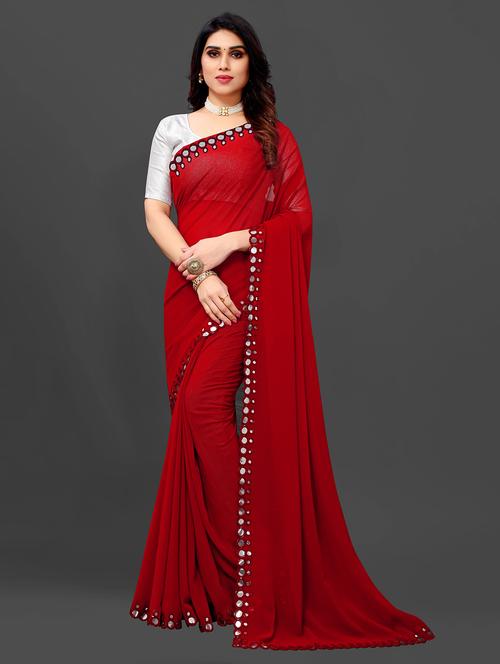 red art silk ready to wear saree - 21671431 - Very Small Image - 1