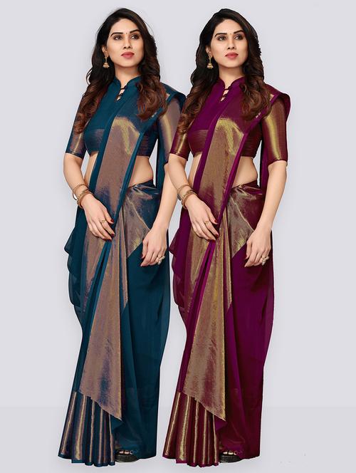 women pack of 2 casual wear combo sarees - 21671584 - Very Small Image - 1