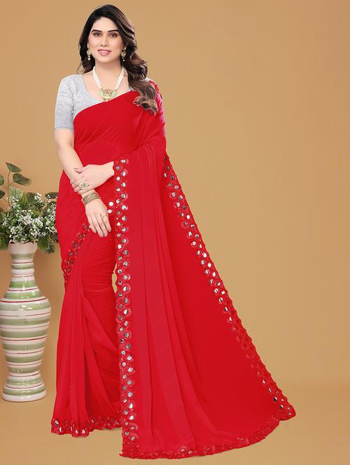 women solid with bordered saree - 21671600 - Very Small Image - 1