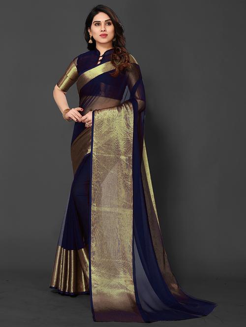 women solid with bordered saree - 21671603 - Very Small Image - 1