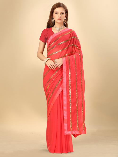 women solid with work embellished saree - 21671611 - Very Small Image - 1
