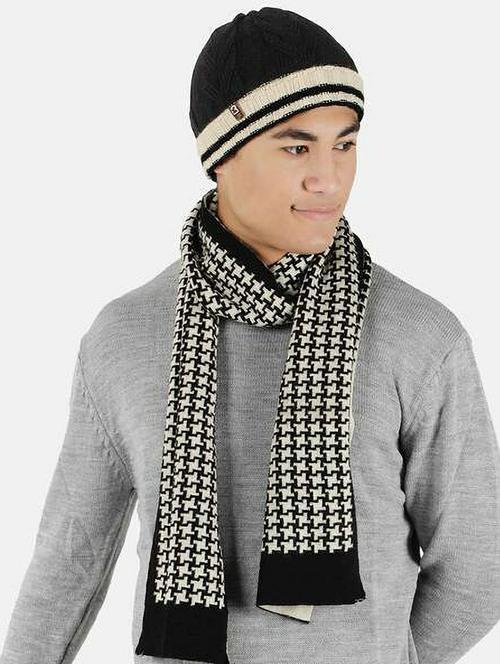men self design combo of beanie & muffler - 21671834 - Very Small Image - 1