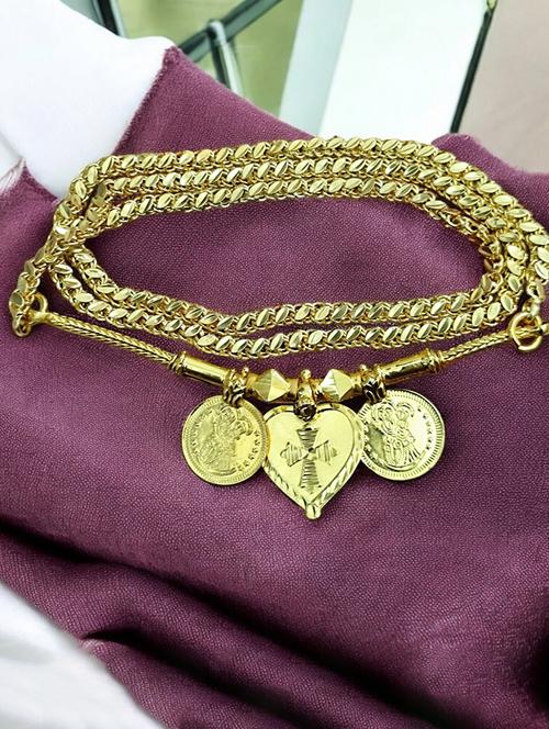 gold plated traditional necklace for women with elegant pendant - 21672634 - Very Small Image - 1