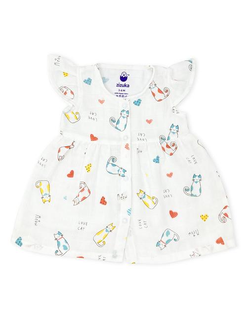 girls printed round neck frock - 21672821 - Very Small Image - 1