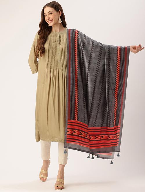 women grey self design dupatta - 21672911 - Very Small Image - 1