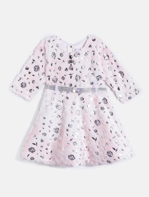 girls round neck self design woolen frock - 21672962 - Very Small Image - 1