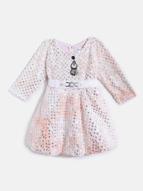 girls round neck self design woolen frock - 21672970 - Very Small Image - 1