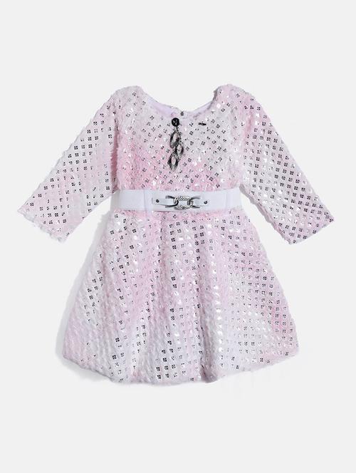 girls round neck self design woolen frock - 21672971 - Very Small Image - 1