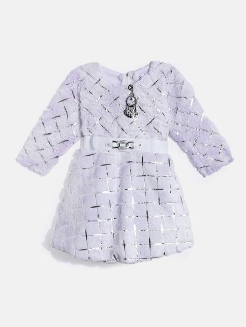 girls round neck self design woolen frock - 21672975 - Very Small Image - 1