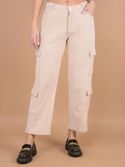 women beige solid cargo - 21673421 - Very Small Image - 1