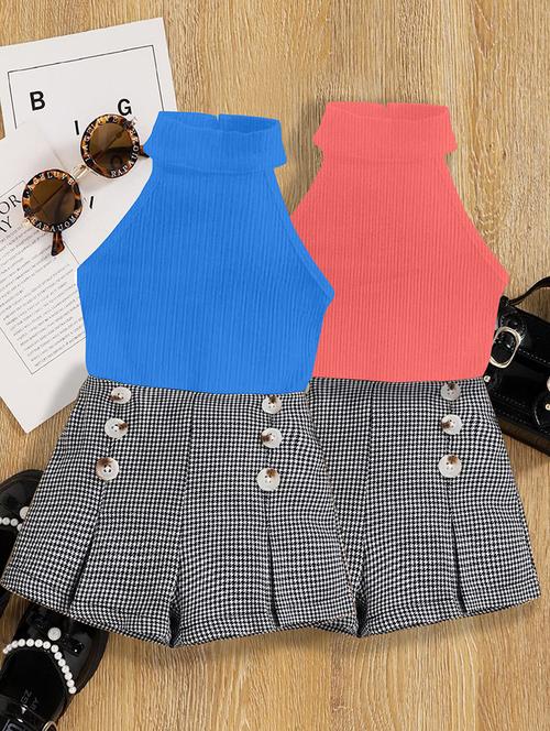 girls pack of 2 halter neck shorts & top set - 21674114 - Very Small Image - 1