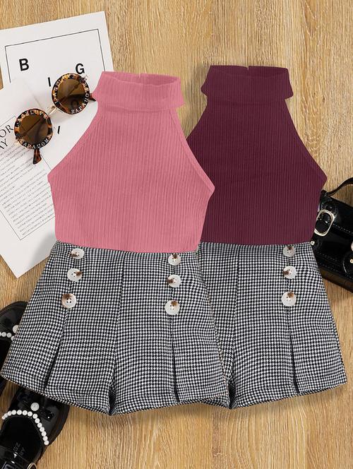 girls pack of 2 halter neck shorts & top set - 21674124 - Very Small Image - 1