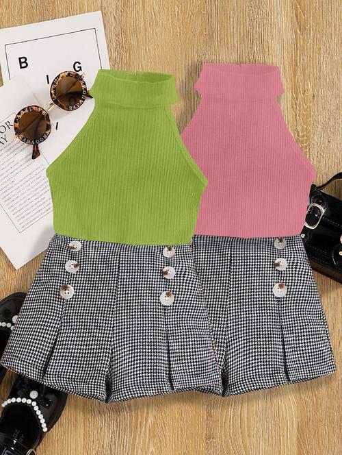 girls pack of 2 halter neck shorts & top set - 21674149 - Very Small Image - 1