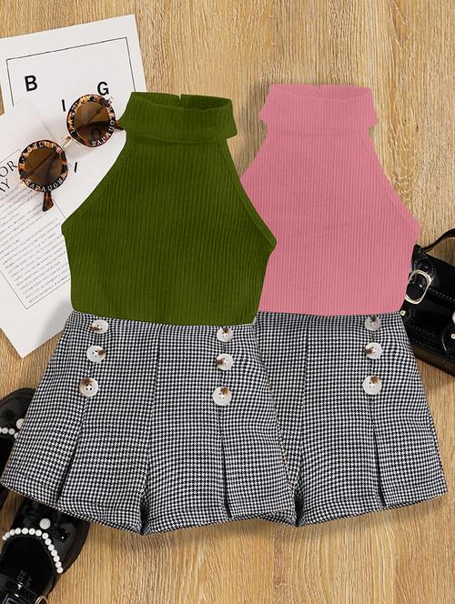 girls pack of 2 halter neck shorts & top set - 21674179 - Very Small Image - 1