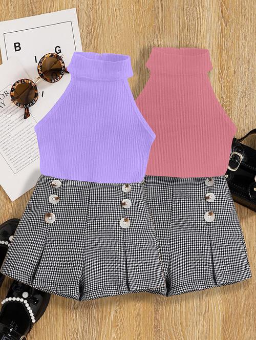 girls pack of 2 halter neck shorts & top set - 21674212 - Very Small Image - 1