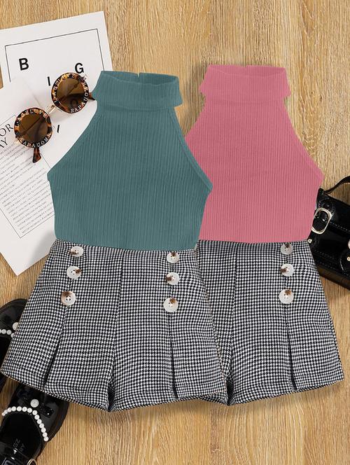 girls pack of 2 top & shorts set - 21674226 - Very Small Image - 1