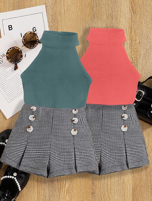 girls pack of 2 top & shorts set - 21674228 - Very Small Image - 1