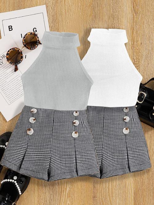 girls pack of 2 halter neck shorts & top set - 21674237 - Very Small Image - 1