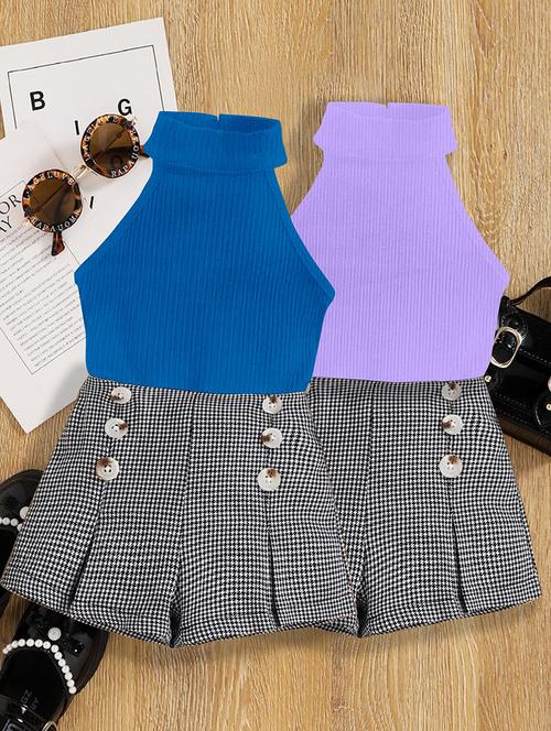 girls pack of 2 halter neck shorts & top set - 21674302 - Very Small Image - 1
